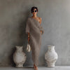 Charlotte | Robe Maxi Dehors Épaule Manche Lanterne Mélange Lin Libre