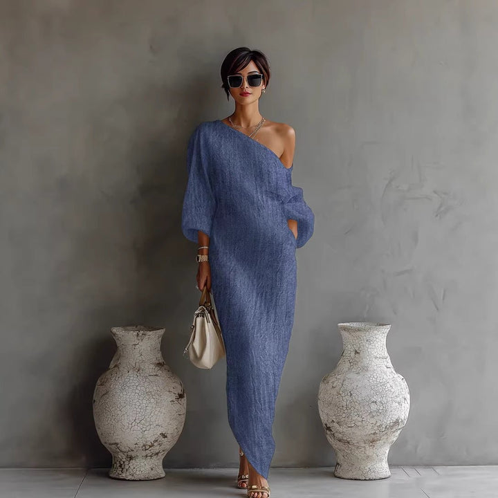 Charlotte | Maxi Dress Off Shoulder Lantern Sleeve Linen Blend Loose