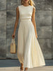 Sophia | Robe Maxi Sans Manches Tricot Plissé Chiffon