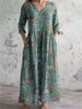 Harper | Robe Maxi V-Cou Coton Bohémien Manches Trois Quarts Poches