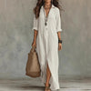 Chloe | Robe Chemise Maxi Manches Trois Quarts Lin Coton Libre