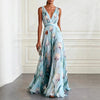 Harper | Robe Maxi Enveloppante Décolleté en V Profond Chiffon Sans Manches Longueur Sol