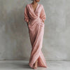 Isabella | Robe Maxi Enveloppante Décolleté en V Manches Longues Bodycon
