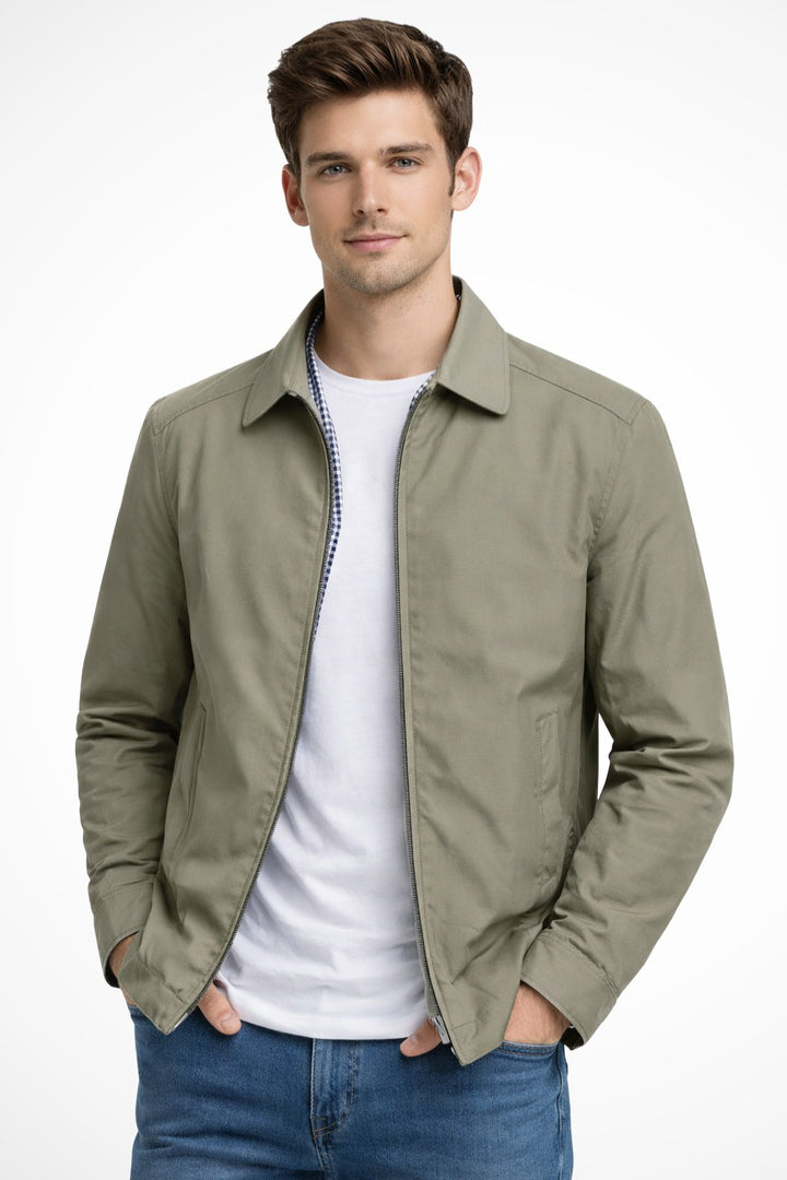 Lucas | Men's Harrington Jacket Zip Front Check Lining