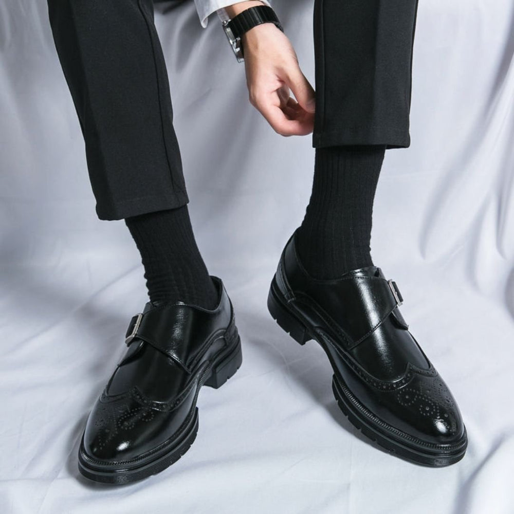 Ryan | Men's Leather Wingtip Monk Strap Brogue Dress Shoes
