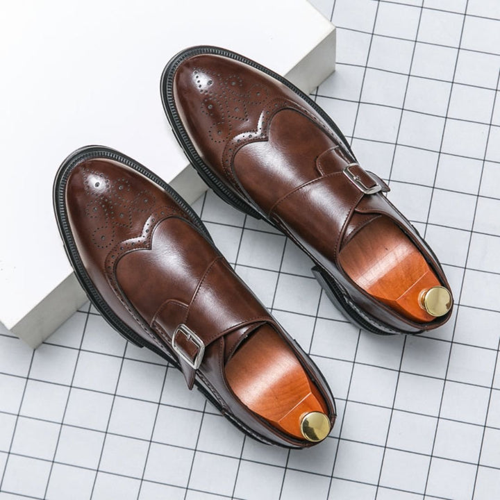 Ryan | Men's Leather Wingtip Monk Strap Brogue Dress Shoes