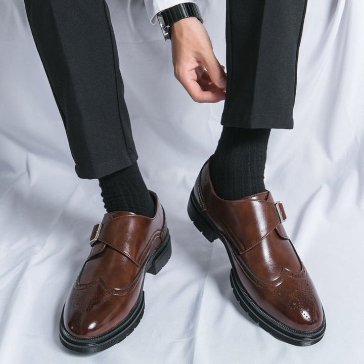 Ryan | Men's Leather Wingtip Monk Strap Brogue Dress Shoes