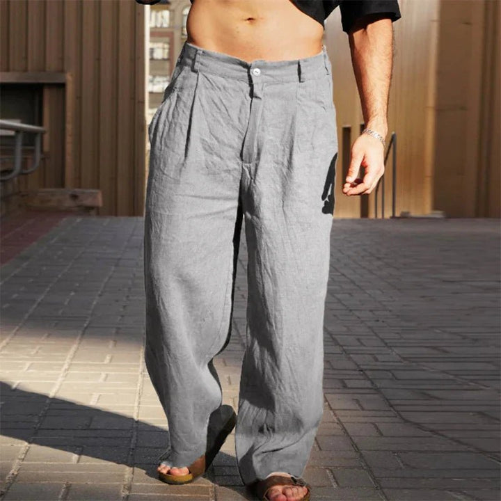 Caleb | Men's Linen Wide-Leg Pants Pleated Relaxed Fit Summer