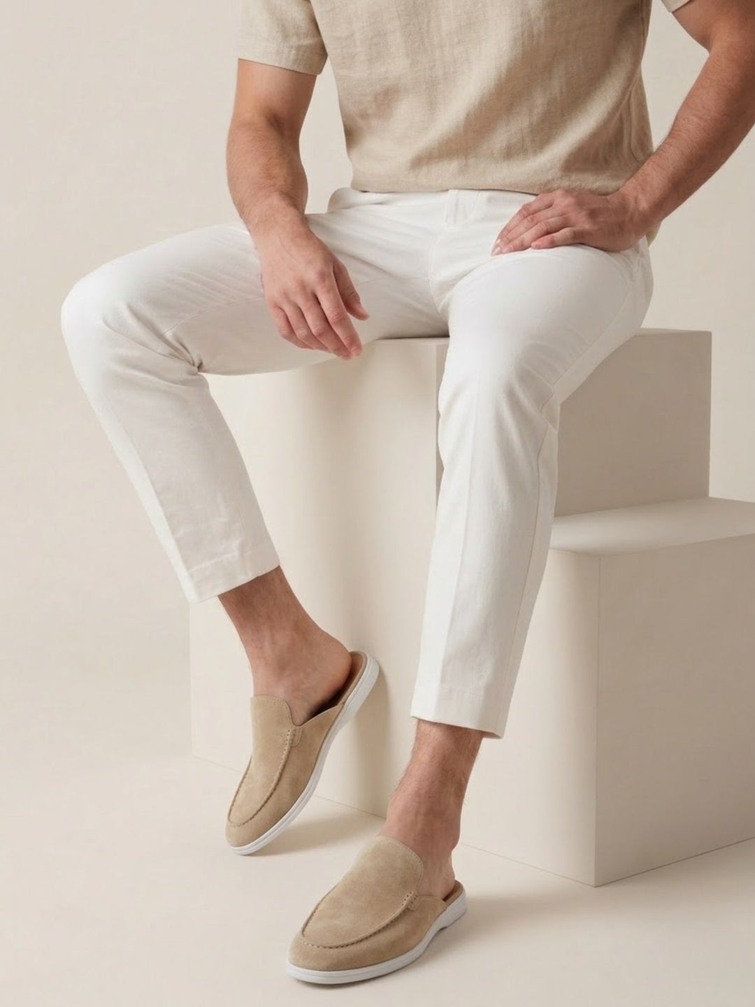 Elijah | Men's Slip-On Mules Open Heel Stitched Detail Casual