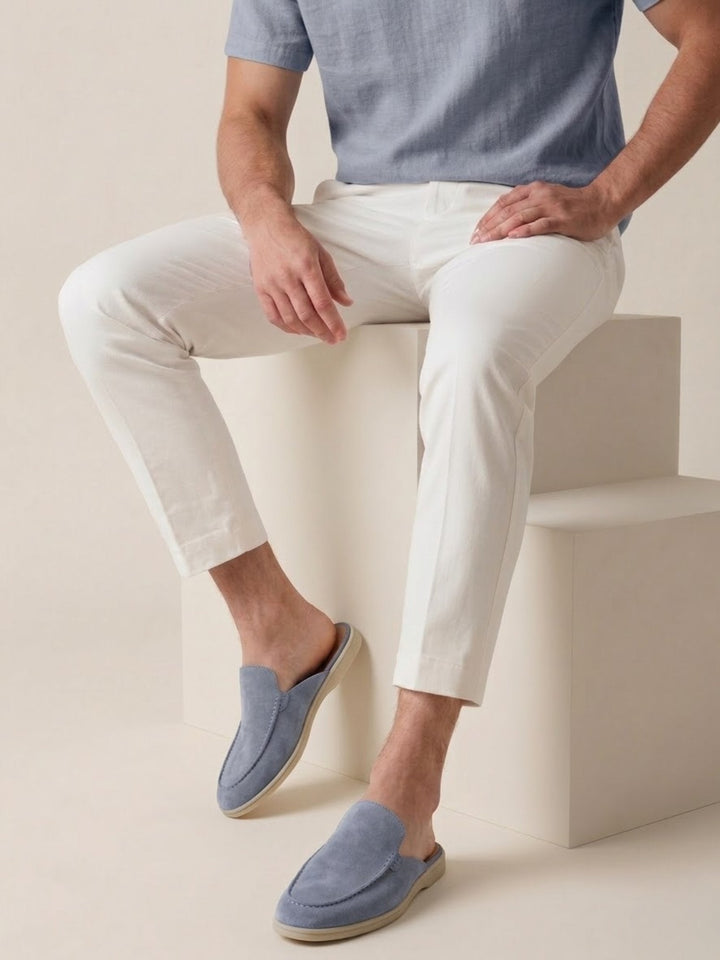 Elijah | Men's Slip-On Mules Open Heel Stitched Detail Casual