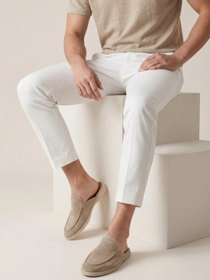 Elijah | Men's Slip-On Mules Open Heel Stitched Detail Casual