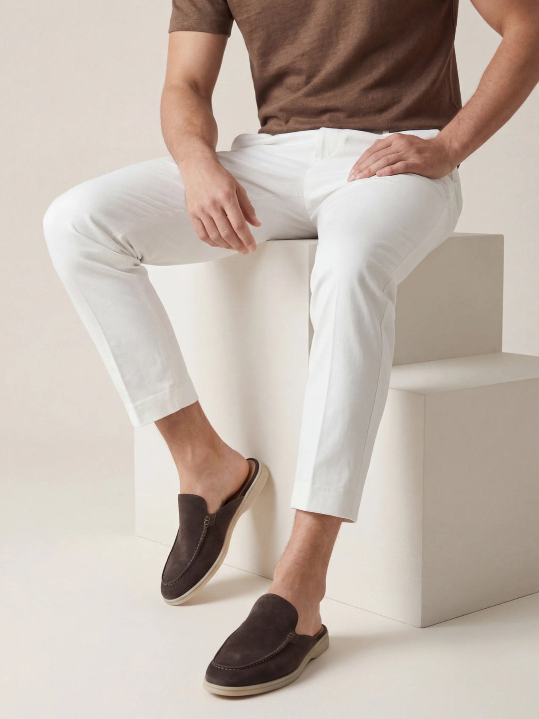 Elijah | Men's Slip-On Mules Open Heel Stitched Detail Casual