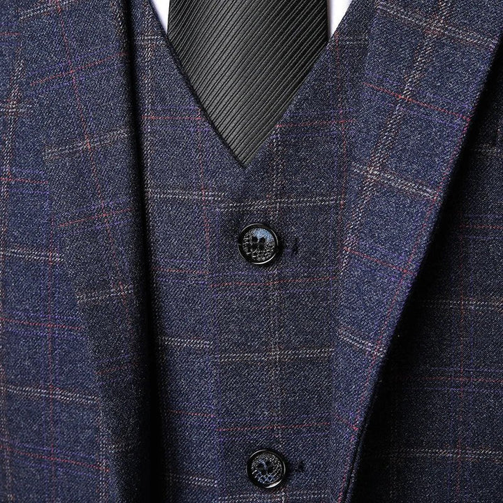 Lucas | Men's Tailored Three-Piece Windowpane Check Suit