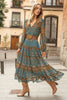 Evelyn | Robe Midi Boho Impression Médaille Manches Ballon Niveaux