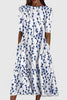 Olivia | Robe Midi Coton Col Rond Manches Courtes A-Ligne Poches