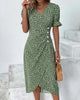 Olivia | Robe Midi Enveloppe Décolleté en V Imprimé Floral Bouton Côté