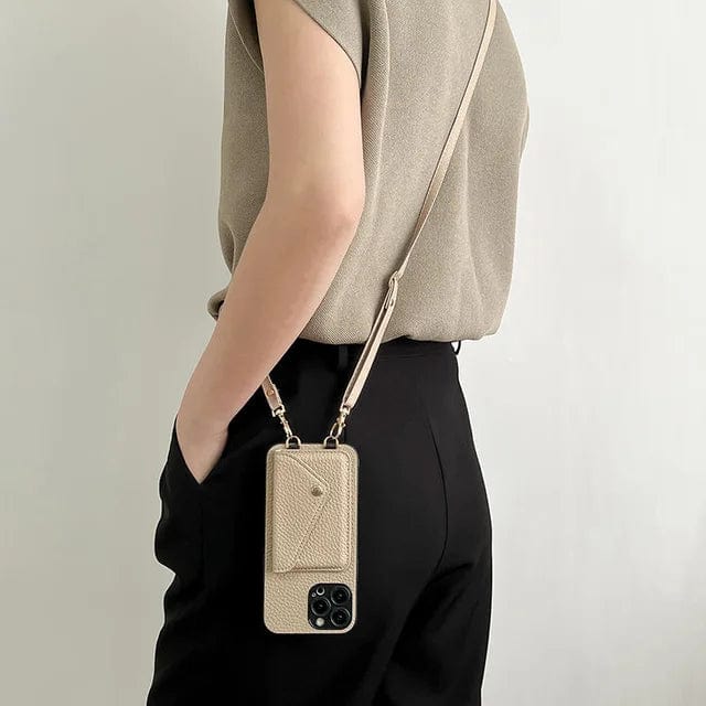 Coque de Téléphone en Cuir Crossbody – Avec Cordon et Support de Carte Intégré
