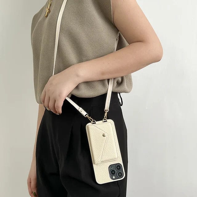 Coque de Téléphone en Cuir Crossbody – Avec Cordon et Support de Carte Intégré