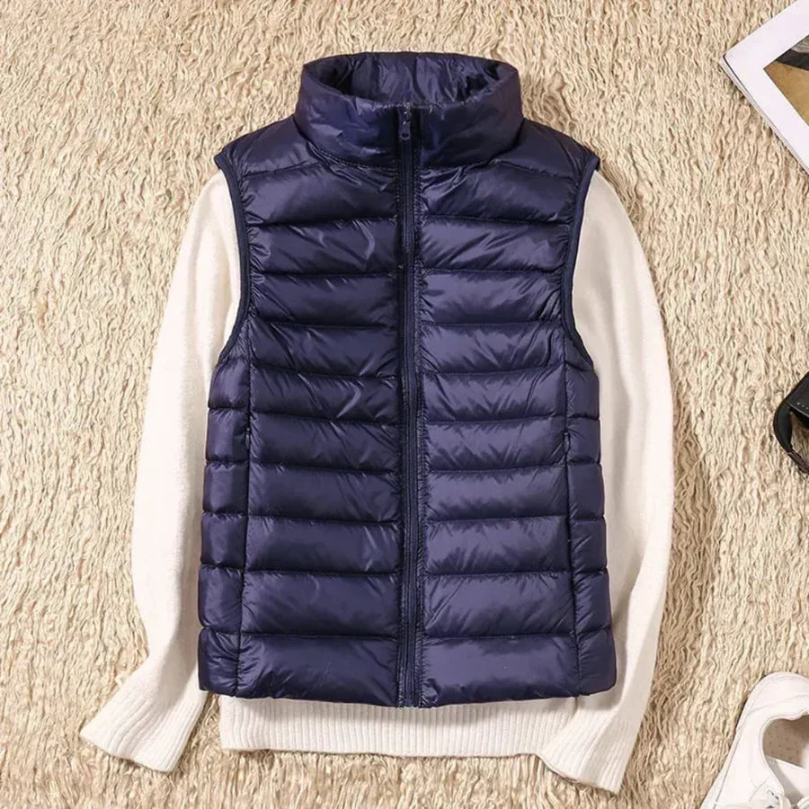 Gilet sans manches coupe-vent pour femme avec fermeture éclair