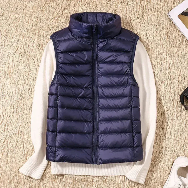 Gilet sans manches coupe-vent pour femme avec fermeture éclair