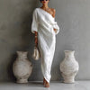 Evelyn | Robe Maxi en Lin à Une Épaule Asymétrique Fit Relaxe