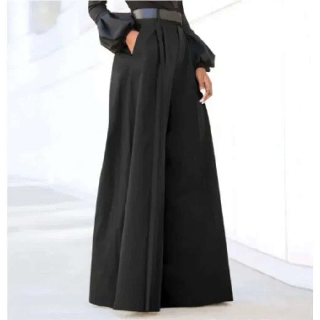 Pantalons Femmes à Jambe Large – Élégance en Couleur Unie pour Chaque Occasion