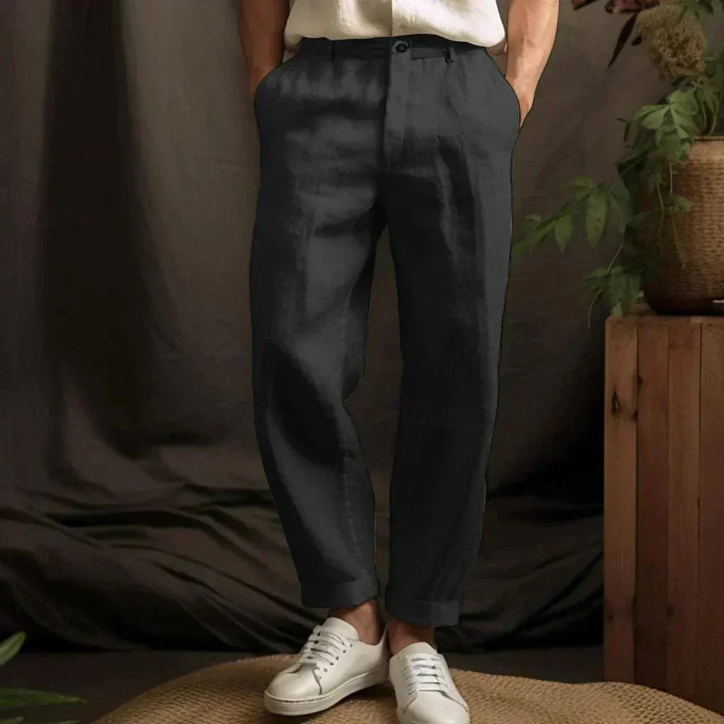 Pantalons Casual en Lin pour Hommes – Style Aéré pour Jours d'Été