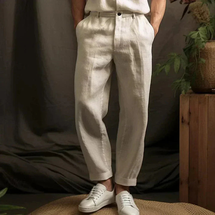 Pantalons Casual en Lin pour Hommes – Style Aéré pour Jours d'Été