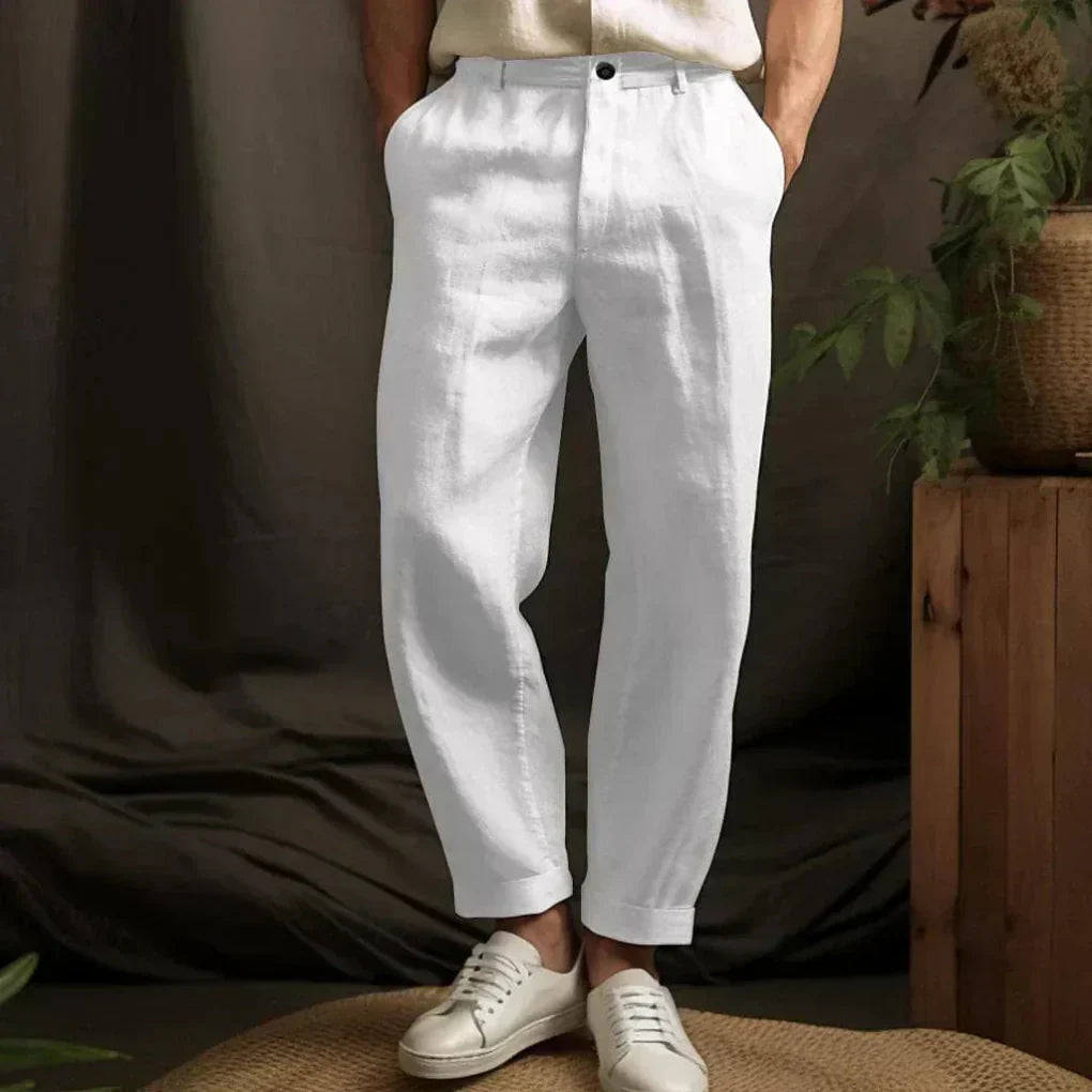 Pantalon décontracté en mélange de lin pour homme