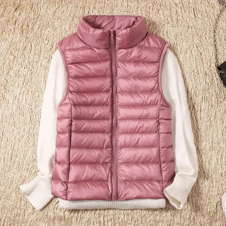 Gilet sans manches coupe-vent pour femme avec fermeture éclair