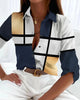 Chloe | Chemise Bouton Taille Plus Imprimé Géométrique Abstrait Casual