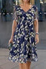 Isabella | Robe Florale Plus Size V-Cou Manches Courtes Midi A-Ligne