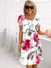 Mia | Robe Florale Volante Plus Size à Manches Courtes Plissée
