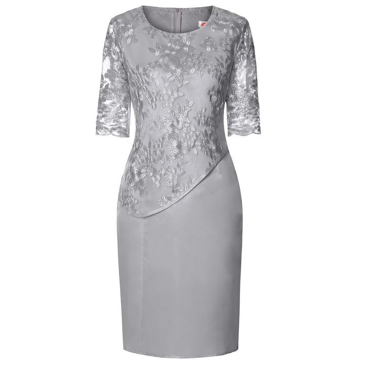Isabella | Plus Size Lace Midi Dress Floral Embroidered Formal