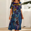 Luna | Robe Maxi Plus Size Manches Courtes Impression Abstraite Casual