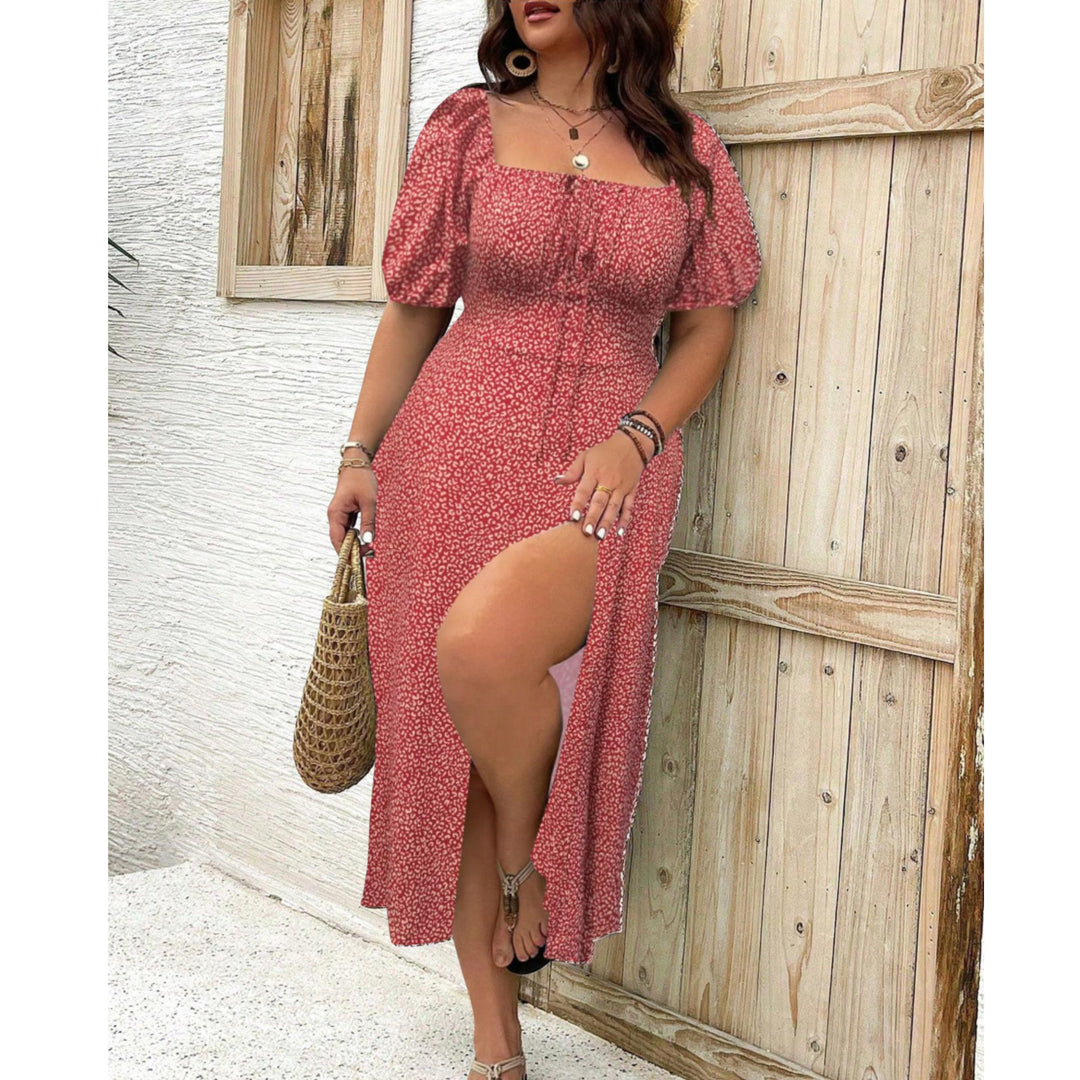 Mia | Plus Size Puff Sleeve Maxi Dress Elegant Flowing Formal