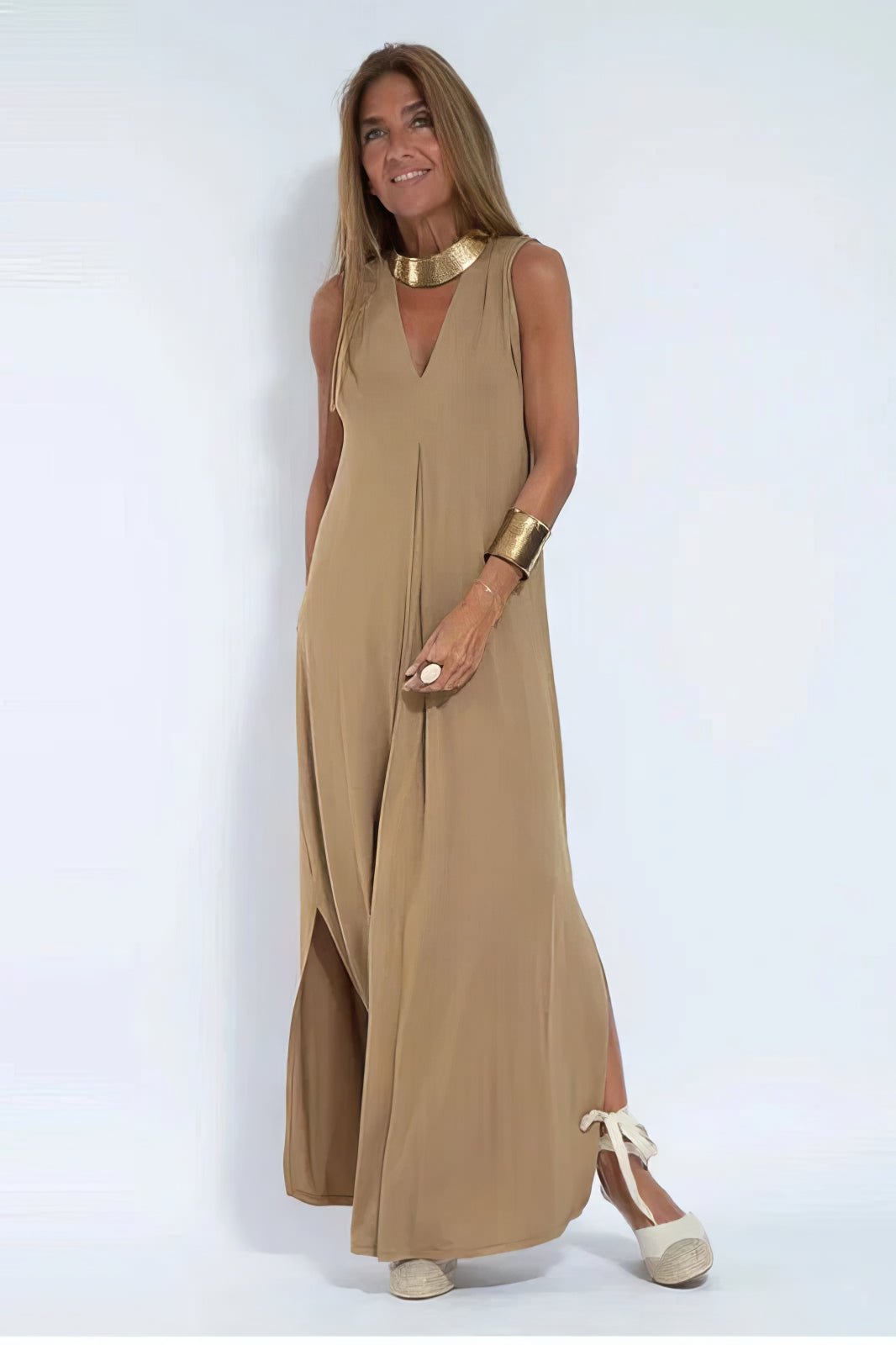 Charlotte | Plus Size Sleeveless Maxi Dress V-Neck Casual Elegant