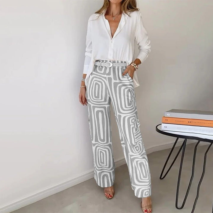 Eleanor | Plus Size Two Piece Set Button Up Shirt Wide Leg Pants