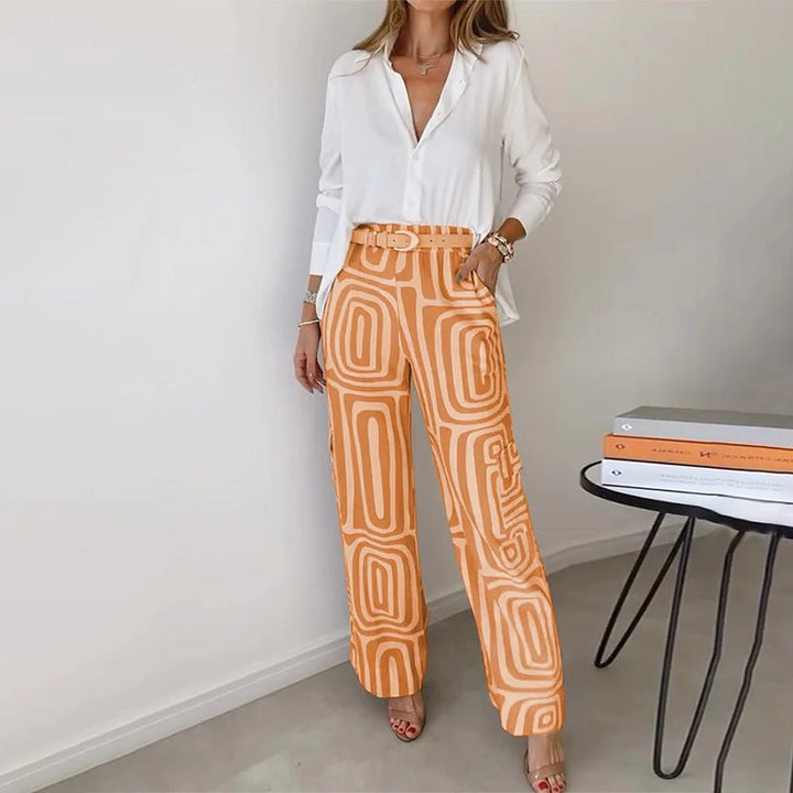 Eleanor | Plus Size Two Piece Set Button Up Shirt Wide Leg Pants