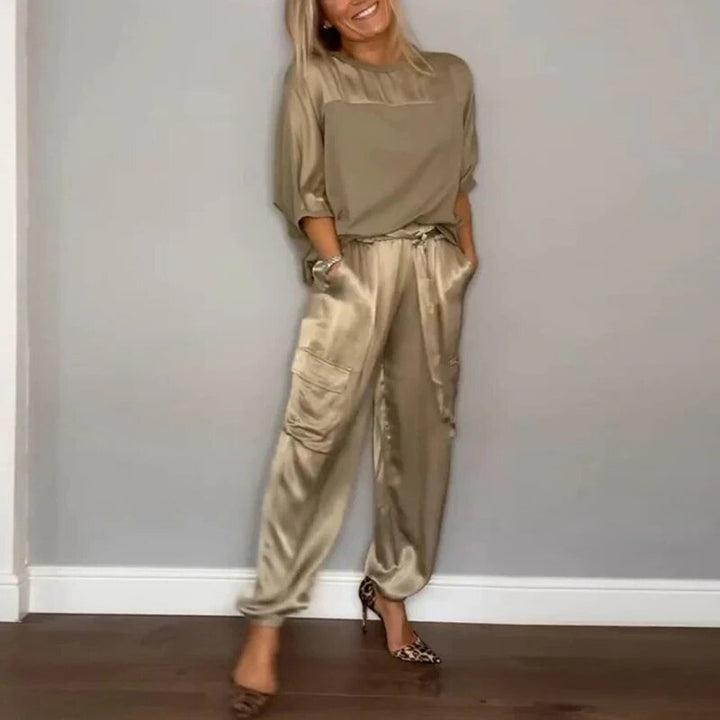 Charlotte | Plus Size Two Piece Set Cargo Pants Drawstring Utility