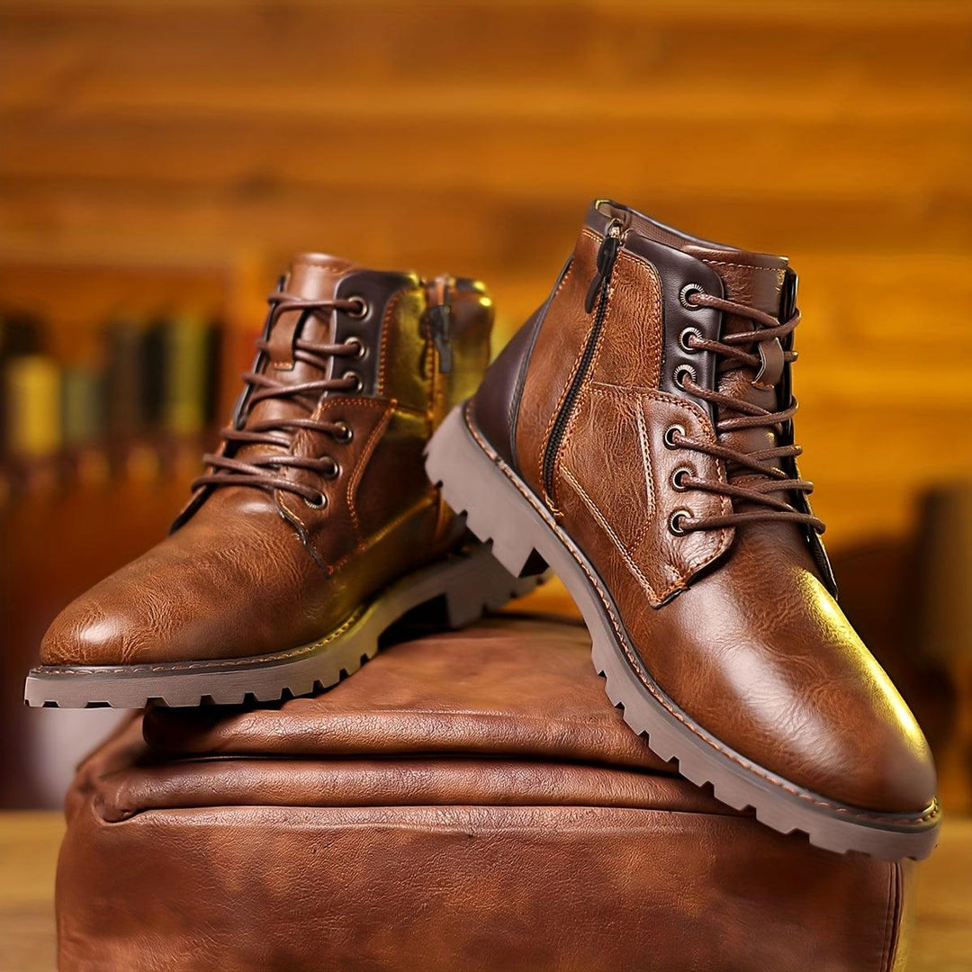 Bottes de costume en cuir pour hommes avec fermeture éclair élégantes et durables