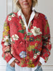 Olivia | Cardigan Floral Matelassé Bouton-Devant Style Vintage Relaxe