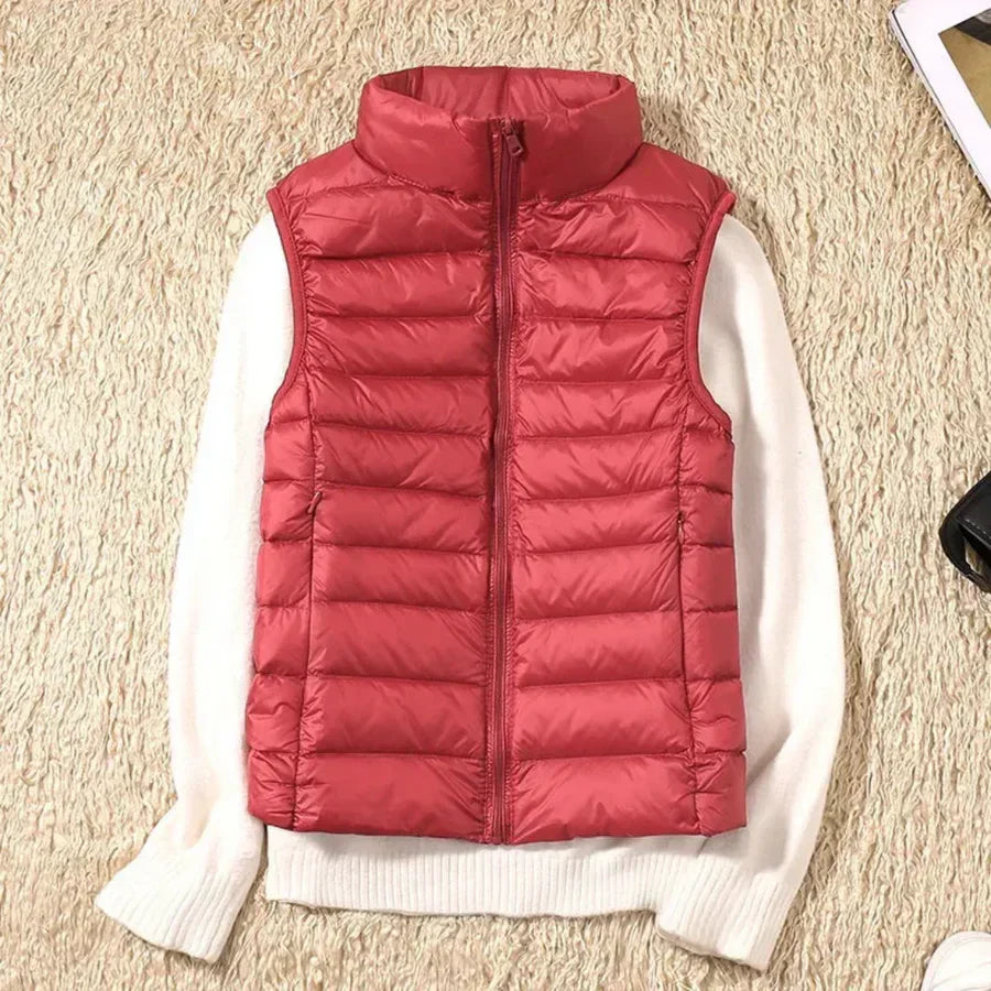 Gilet sans manches coupe-vent pour femme avec fermeture éclair
