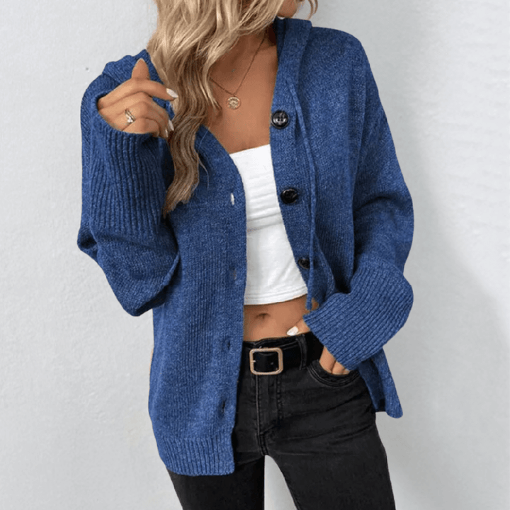 Cardigan en maille pour femmes – Bouton chaud avec détail en doudoune