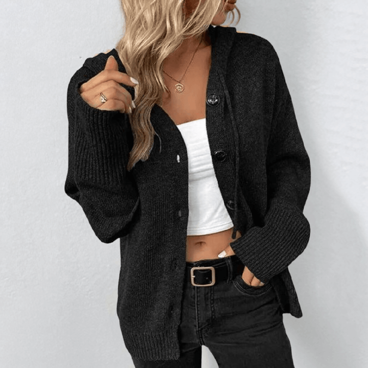 Cardigan en maille pour femmes – Bouton chaud avec détail en doudoune