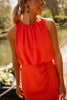 Scarlett | Robe Midi Sans Manches Col Rond Fente Latérale