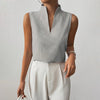 Camila | Blouse Sans Manches Rayée Col Stand