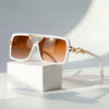 Evelyn | Lunettes Chaine Lien Retro Carre Protection UV Accent Or