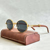 Daniel | Lunettes de soleil rondes cadre or designer UV400 protection