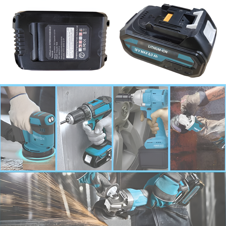 2 batteries de remplacement 18 V 8,0 Ah + chargeur